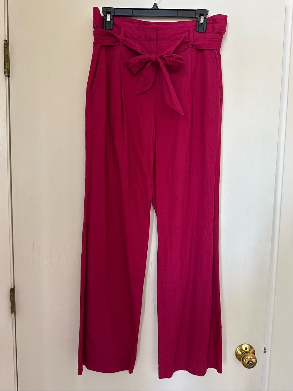 Ann Taylor Factory Wide-Leg Paperbag Pants in Fuchsia